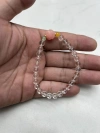 White crystal single-ring bracelet, pink Bodhi lotus accessories, and yellow and green agate embellishments details Picture
